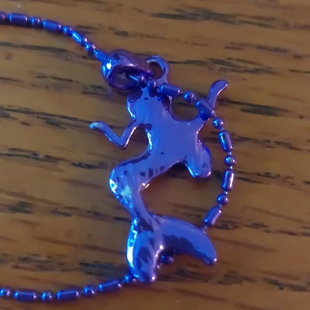 Purple Mermaid Rhinestone Pendant Kids Necklace